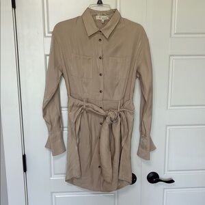 Pinch Beige Shirt Dress with Collar